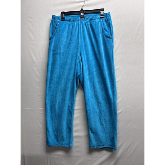 Alfred Dunner Women’s 14 Teal Blue 3 Piece Velour Track Suit Bling Granny Core - Picture 14 of 16